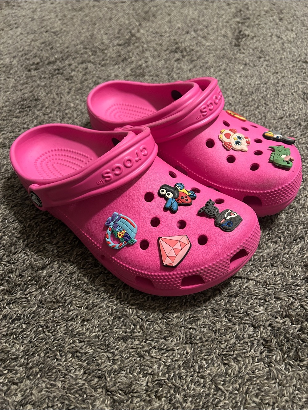 CROCS Hot Pink Clog Sandals with Jibbitz Charms